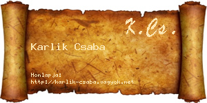 Karlik Csaba névjegykártya